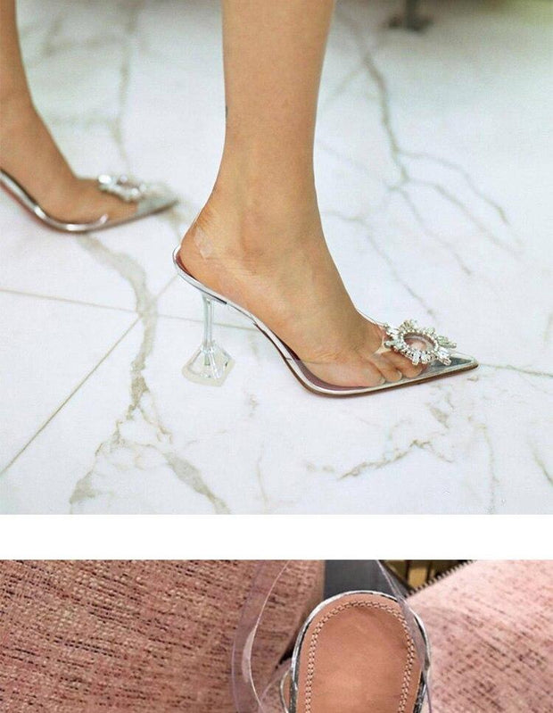Peep Toe Pumps Transparent PVC Shoes High Heels Clear Ladies Sandals - Ernadi