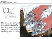Transparent  women's sandal elegant jelly stiletto shoes pointed rhinestone high heels - Ernadi