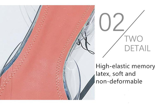 Transparent  women's sandal elegant jelly stiletto shoes pointed rhinestone high heels - Ernadi