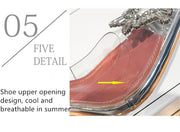 Transparent  women's sandal elegant jelly stiletto shoes pointed rhinestone high heels - Ernadi