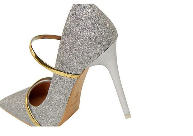 High heels pumps ladies shoes stiletto pointed toe bling - Ernadi