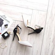 Summer Women Shoes Pointed Toe Pumps Cotton Fabric 9CM Thin High Heels Dress Casual Basic Wedding Shoes Black gold - Ernadi