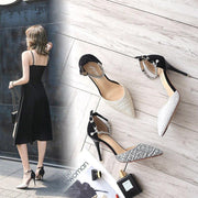 Summer Women Shoes Pointed Toe Pumps Cotton Fabric 9CM Thin High Heels Dress Casual Basic Wedding Shoes Black gold - Ernadi