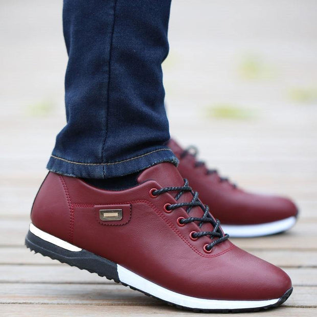 Men's PU Leather Business Casual Shoes for Man Outdoor Breathable Sneakers Male Fashion Loafers Walking Footwear Tenis Feminino - Ernadi