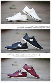 Men's PU Leather Business Casual Shoes for Man Outdoor Breathable Sneakers Male Fashion Loafers Walking Footwear Tenis Feminino - Ernadi