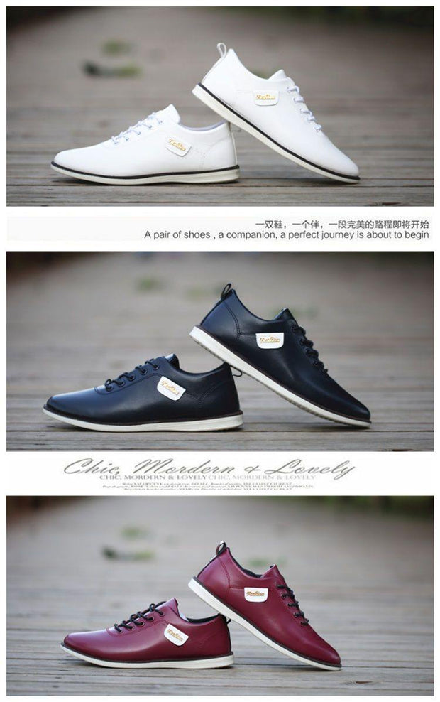 Men's PU Leather Business Casual Shoes for Man Outdoor Breathable Sneakers Male Fashion Loafers Walking Footwear Tenis Feminino - Ernadi