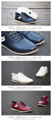 Men's PU Leather Business Casual Shoes for Man Outdoor Breathable Sneakers Male Fashion Loafers Walking Footwear Tenis Feminino - Ernadi