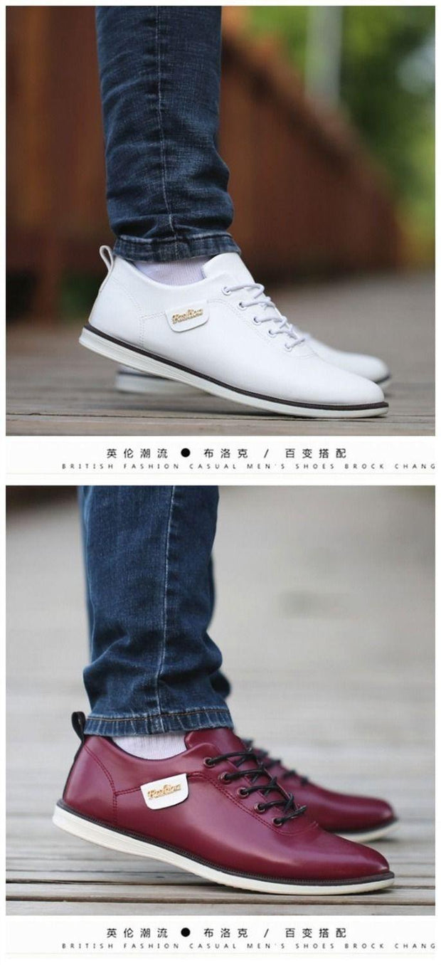 Men's PU Leather Business Casual Shoes for Man Outdoor Breathable Sneakers Male Fashion Loafers Walking Footwear Tenis Feminino - Ernadi