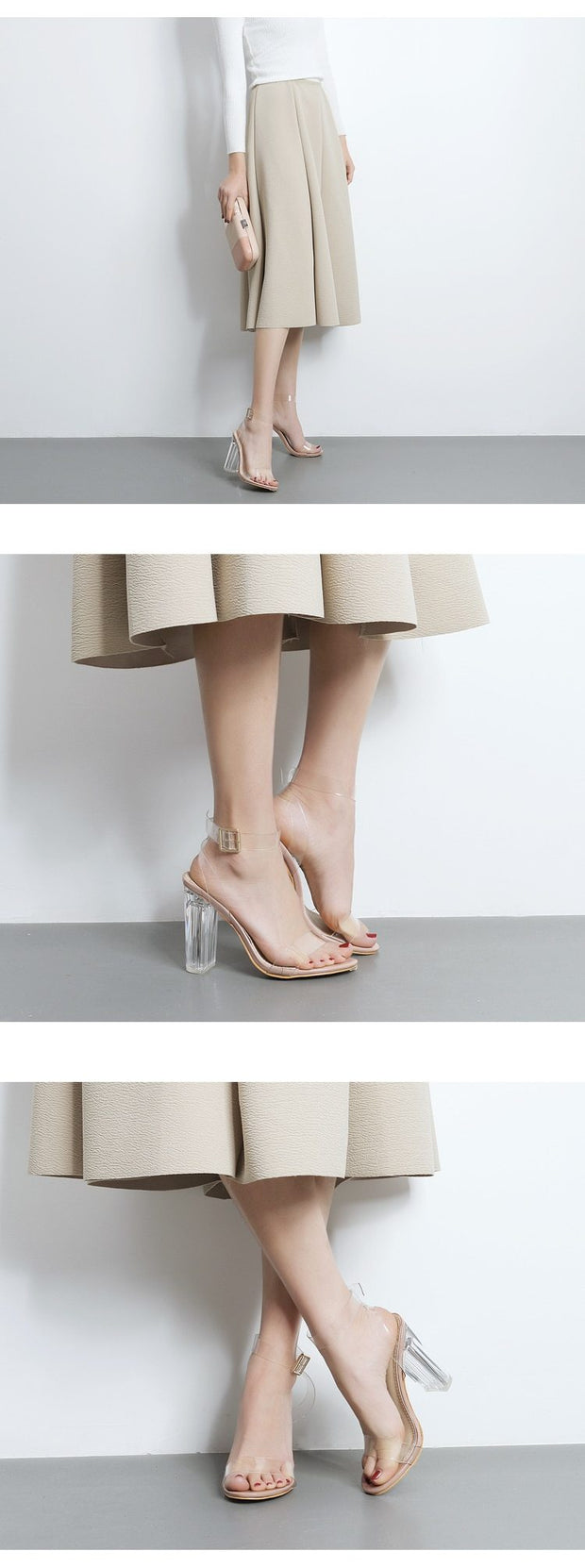 PVC Jelly Sandals Crystal Leopard Open Toed High Heels Women Transparent Heel Sandals Slippers Pumps 11CM - Ernadi