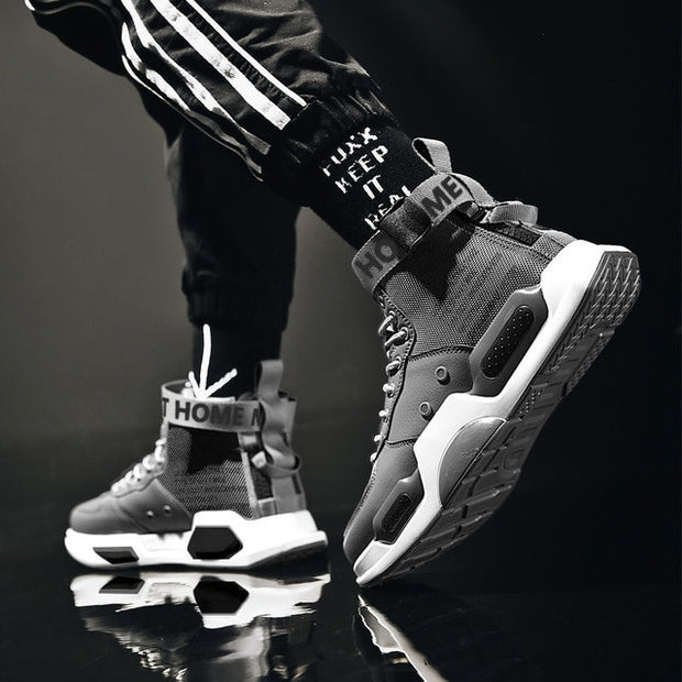High Top Leather Sneakers Casual Non-slip Breathable Men Shoes - Ernadi