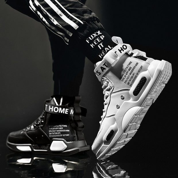 High Top Leather Sneakers Casual Non-slip Breathable Men Shoes - Ernadi