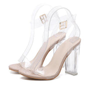 PVC Jelly Sandals Crystal Leopard Open Toed High Heels Women Transparent Heel Sandals Slippers Pumps 11CM - Ernadi