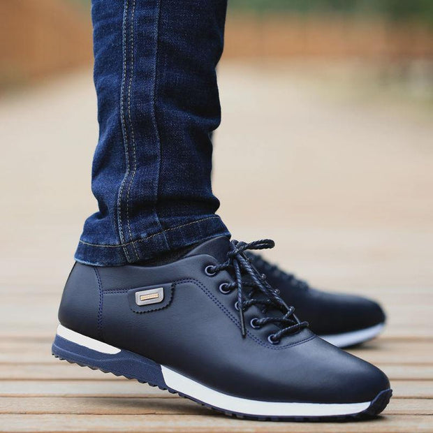 Men's PU Leather Business Casual Shoes for Man Outdoor Breathable Sneakers Male Fashion Loafers Walking Footwear Tenis Feminino - Ernadi