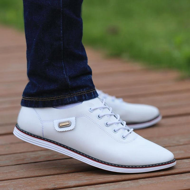 Men's PU Leather Business Casual Shoes for Man Outdoor Breathable Sneakers Male Fashion Loafers Walking Footwear Tenis Feminino - Ernadi