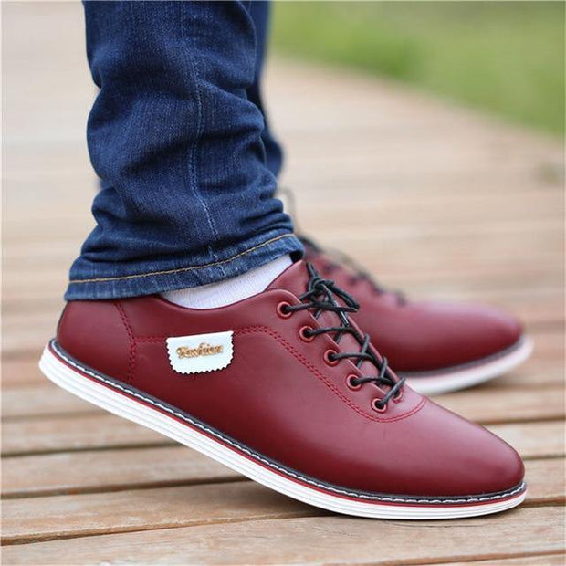 Men's PU Leather Business Casual Shoes for Man Outdoor Breathable Sneakers Male Fashion Loafers Walking Footwear Tenis Feminino - Ernadi