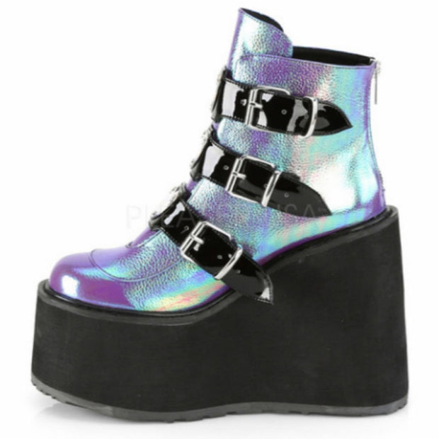 Metal Buckle Ankle Boots Girls High Platform Boots Wedges High Heels Shoes Woman