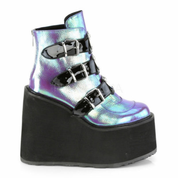 Metal Buckle Ankle Boots Girls High Platform Boots Wedges High Heels Shoes Woman