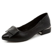 Thick Heel Ladies Pumps Genuine Leather Pointed Toe Square Heels Handmade Shoes Women - Ernadi