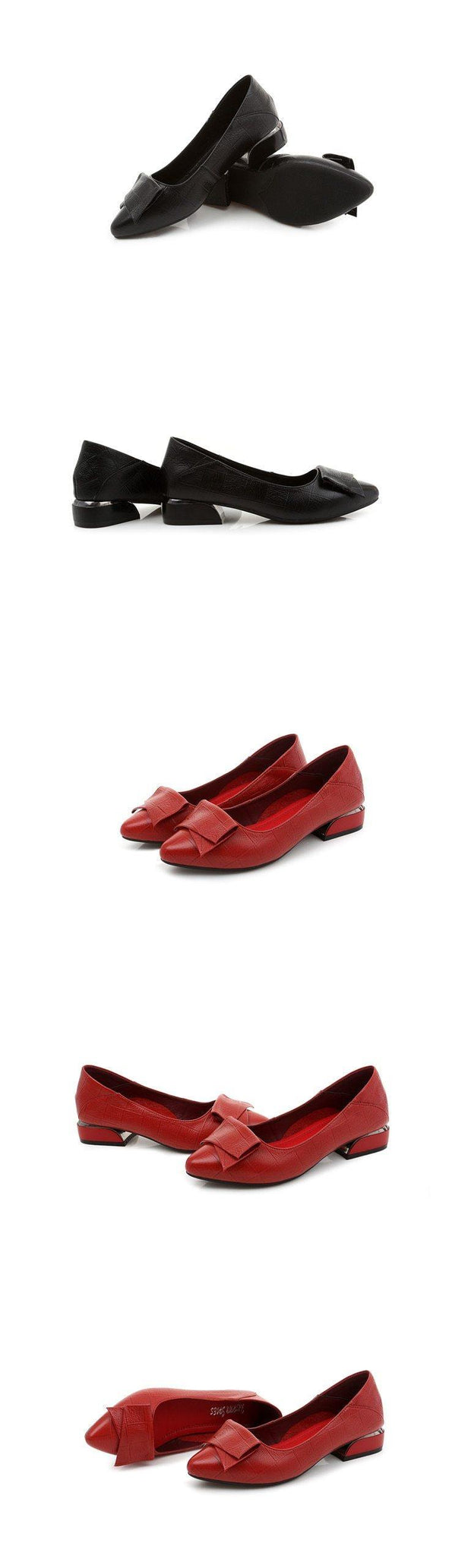 Thick Heel Ladies Pumps Genuine Leather Pointed Toe Square Heels Handmade Shoes Women - Ernadi