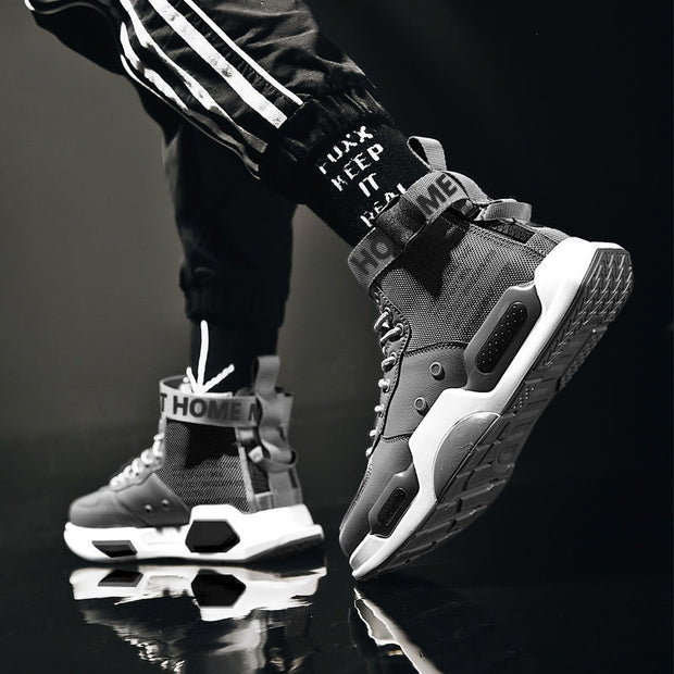 High Top Leather Sneakers Casual Non-slip Breathable Men Shoes - Ernadi