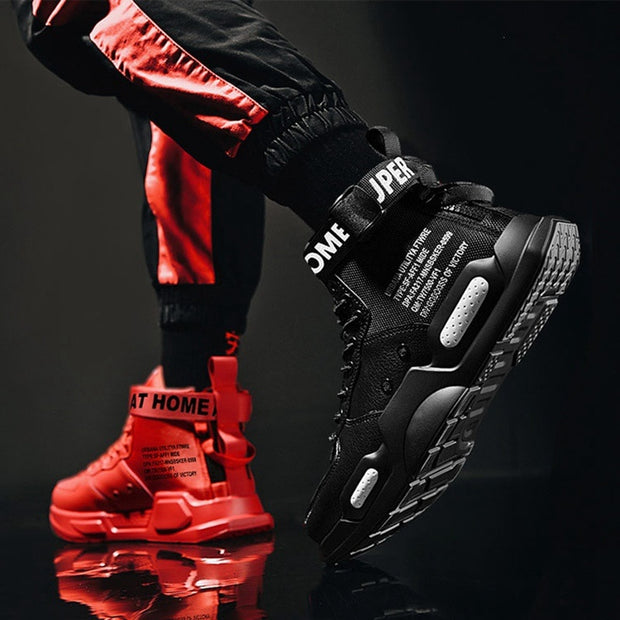 High Top Leather Sneakers Casual Non-slip Breathable Men Shoes - Ernadi