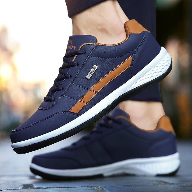Men Sneakers Casual Shoes Breathable Lace up Mens Spring Leather Shoes Men - Ernadi