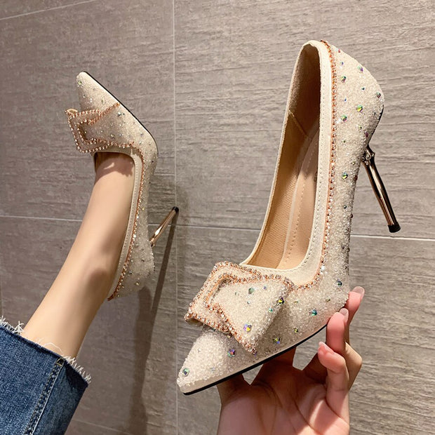 Sequins Women Crystal Pointed High Heels Shoes - Ernadi
