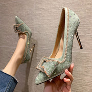 Sequins Women Crystal Pointed High Heels Shoes - Ernadi