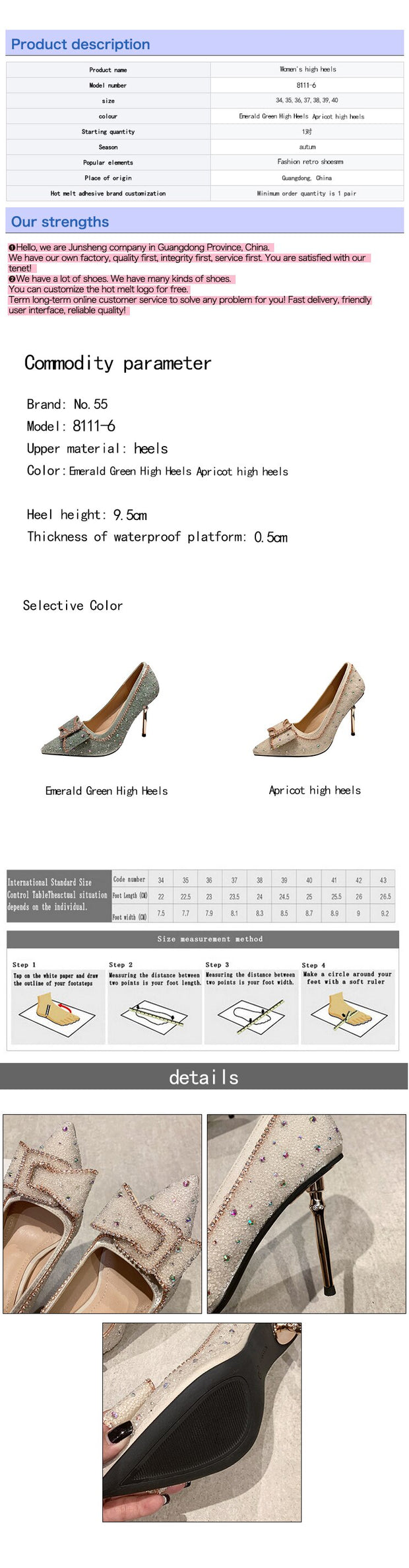 Sequins Women Crystal Pointed High Heels Shoes - Ernadi