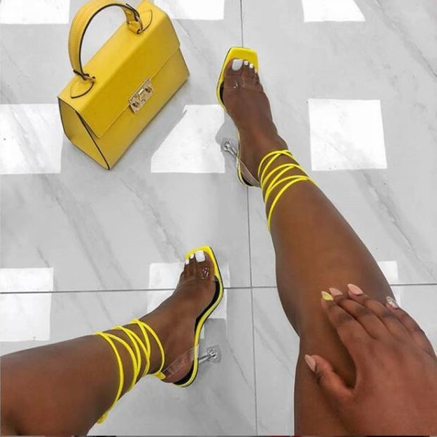 Ankle Cross Strap Sandals Peep Toe Summer High Heels Pumps