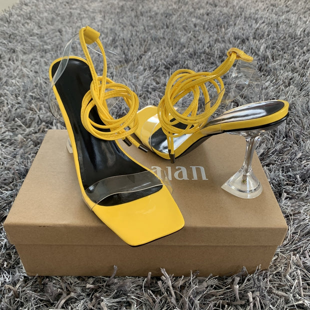 Ankle Cross Strap Sandals Peep Toe Summer High Heels Pumps
