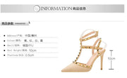 Roman fashion rivet sandals 10CM PUMPS Woman shoes Sexy nightclub stiletto heels patent-leather metallic rivet hollow