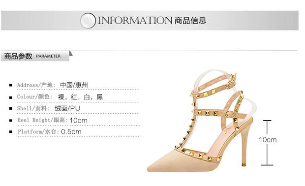 Roman fashion rivet sandals 10CM PUMPS Woman shoes Sexy nightclub stiletto heels patent-leather metallic rivet hollow
