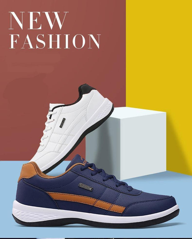 Men Sneakers Casual Shoes Breathable Lace up Mens Spring Leather Shoes Men - Ernadi