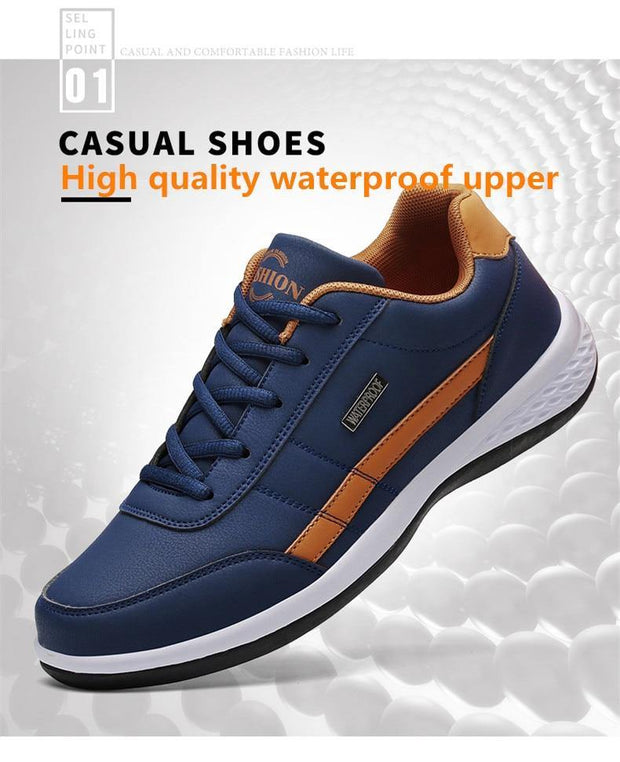 Men Sneakers Casual Shoes Breathable Lace up Mens Spring Leather Shoes Men - Ernadi