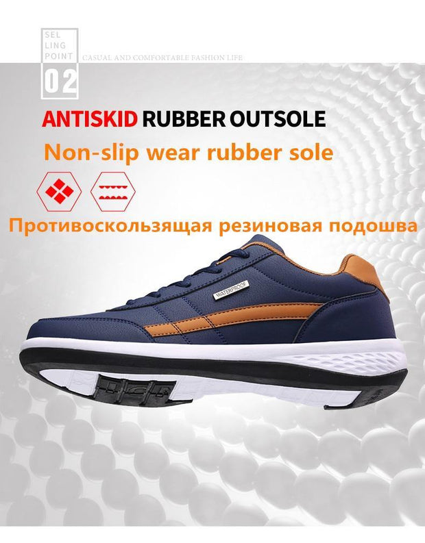 Men Sneakers Casual Shoes Breathable Lace up Mens Spring Leather Shoes Men - Ernadi