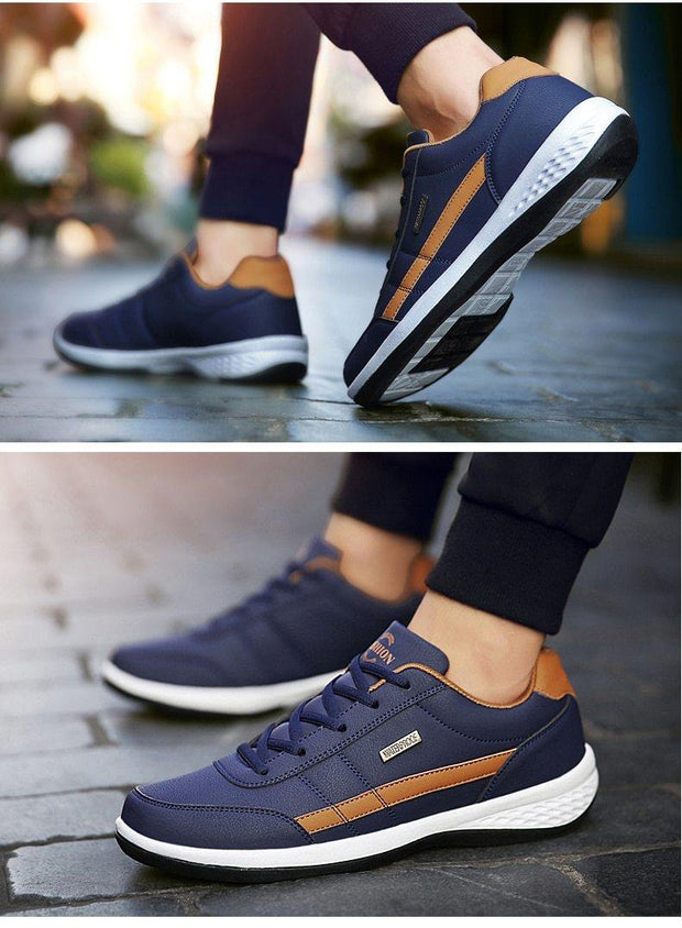 Men Sneakers Casual Shoes Breathable Lace up Mens Spring Leather Shoes Men - Ernadi