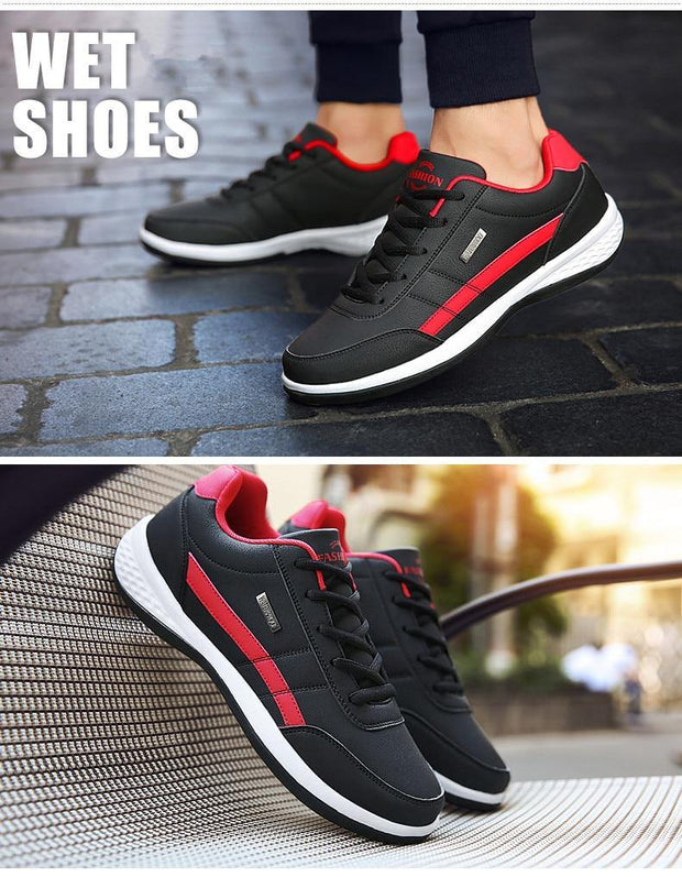 Men Sneakers Casual Shoes Breathable Lace up Mens Spring Leather Shoes Men - Ernadi