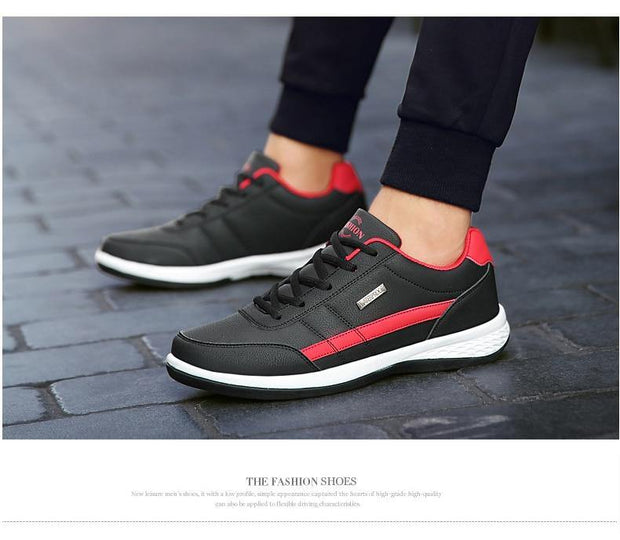 Men Sneakers Casual Shoes Breathable Lace up Mens Spring Leather Shoes Men - Ernadi