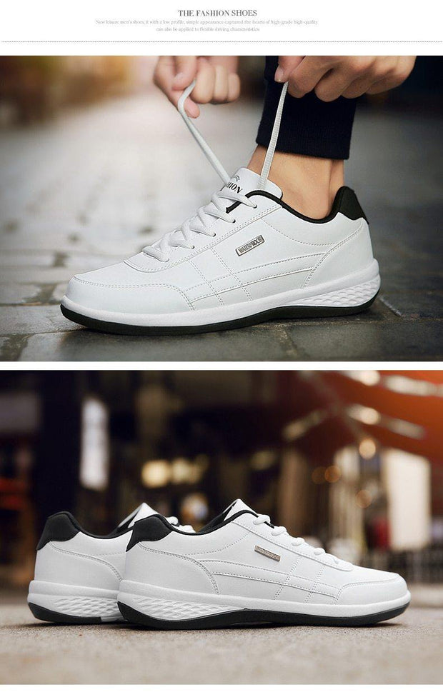 Men Sneakers Casual Shoes Breathable Lace up Mens Spring Leather Shoes Men - Ernadi