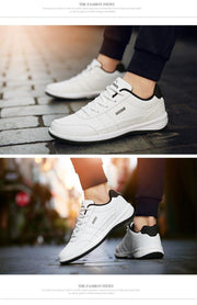 Men Sneakers Casual Shoes Breathable Lace up Mens Spring Leather Shoes Men - Ernadi