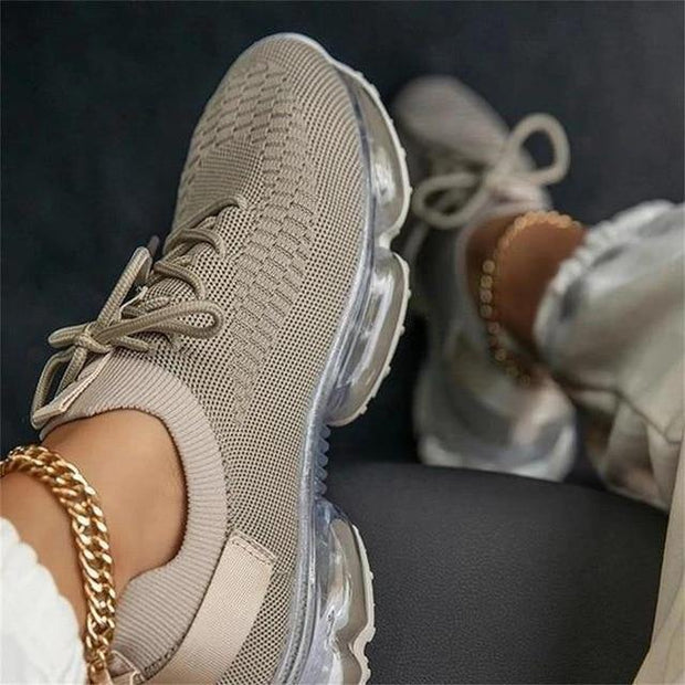 Women Breathable Sneakers Color Matching Mesh Lace Up Ladies Casual Shoes Outdoor Flat Sport Vulcanized Shoes - Ernadi