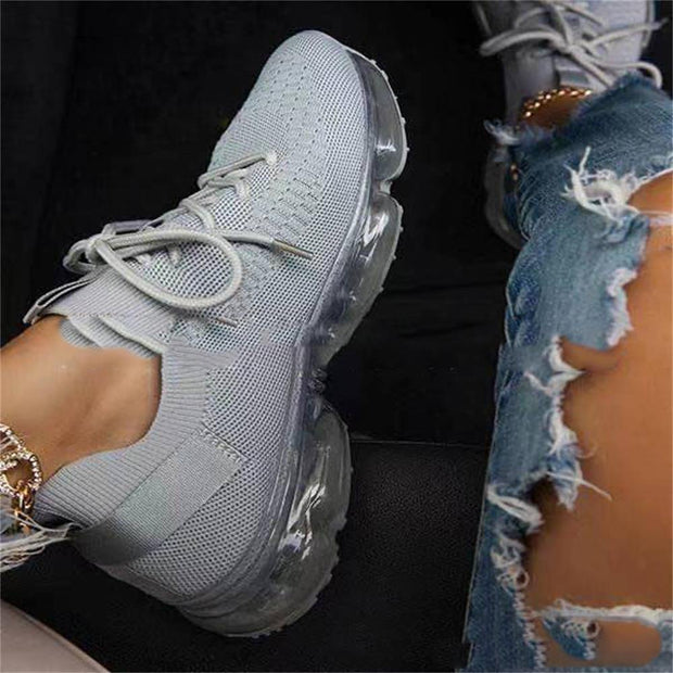 Women Breathable Sneakers Color Matching Mesh Lace Up Ladies Casual Shoes Outdoor Flat Sport Vulcanized Shoes - Ernadi