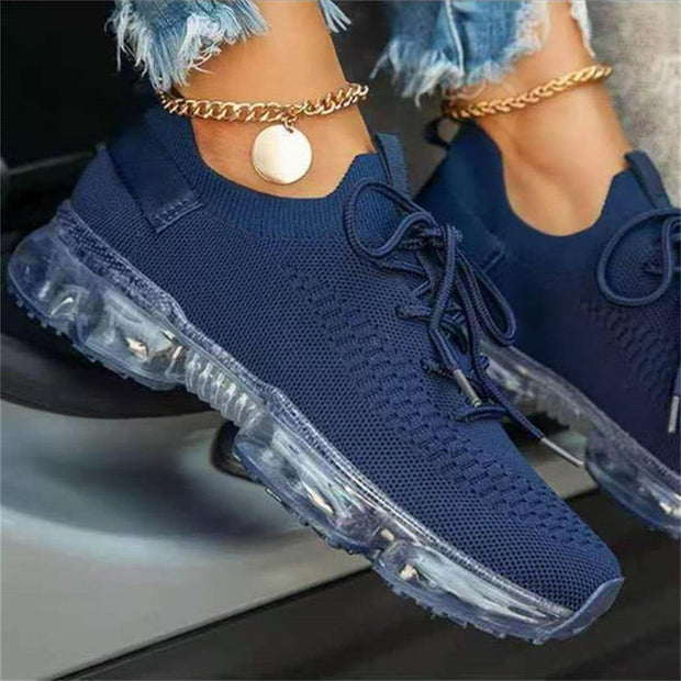 Women Breathable Sneakers Color Matching Mesh Lace Up Ladies Casual Shoes Outdoor Flat Sport Vulcanized Shoes - Ernadi