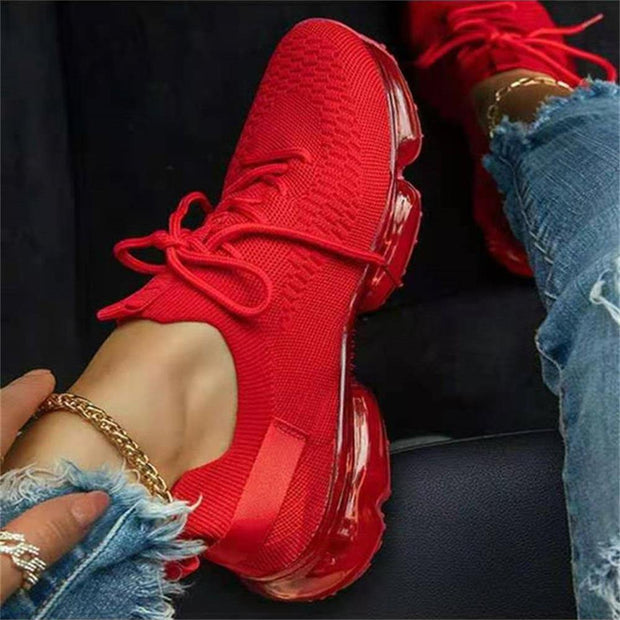 Women Breathable Sneakers Color Matching Mesh Lace Up Ladies Casual Shoes Outdoor Flat Sport Vulcanized Shoes - Ernadi