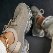 Women Breathable Sneakers Color Matching Mesh Lace Up Ladies Casual Shoes Outdoor Flat Sport Vulcanized Shoes - Ernadi