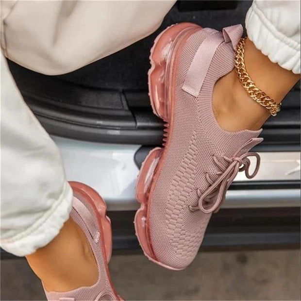 Women Breathable Sneakers Color Matching Mesh Lace Up Ladies Casual Shoes Outdoor Flat Sport Vulcanized Shoes - Ernadi
