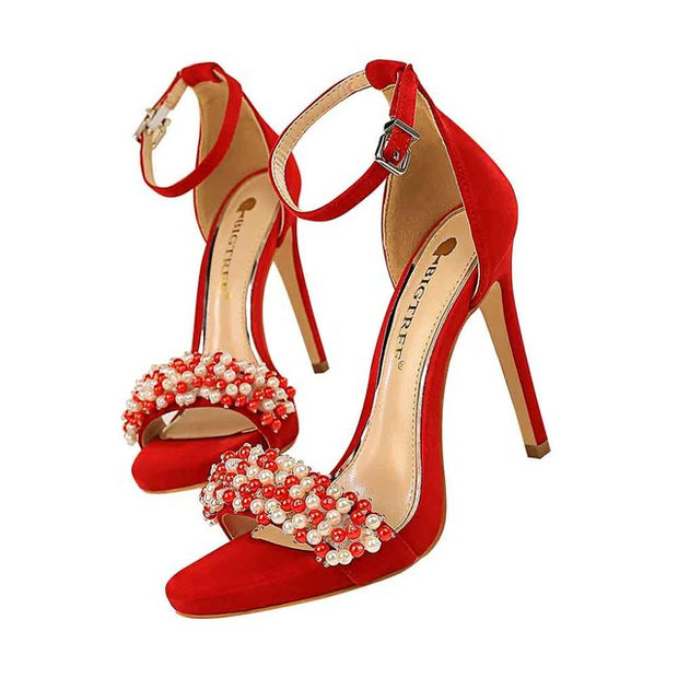 Pearl high heels Pumps ladies party shoes