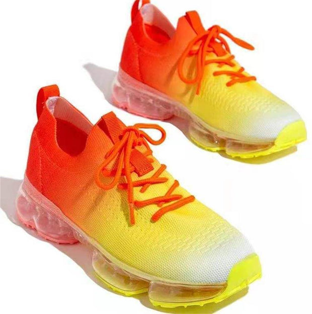 Women Breathable Sneakers Color Matching Mesh Lace Up Ladies Casual Shoes Outdoor Flat Sport Vulcanized Shoes - Ernadi