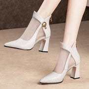 Women Crystal Lace Zip Mesh Pumps Woman High Heels Summer Female Shoes Sandals Ladies Shoes